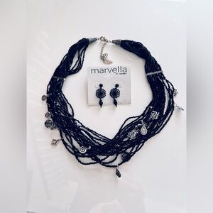 Marvella Earrings, Elegant Charmed Black & Silver Seed Cold Water Creek Necklace